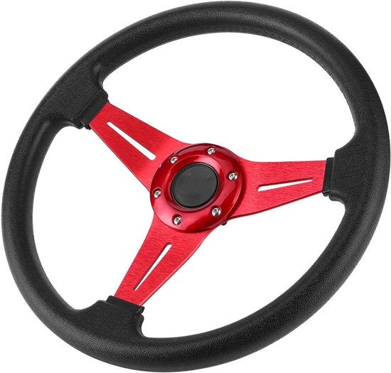 Sterzo Sportivo 350mm - Disco Profondo - Universale - Sostenibile - Resistente - Design Stilistico - Utilizzo Comodo - Sterzo da Corsa