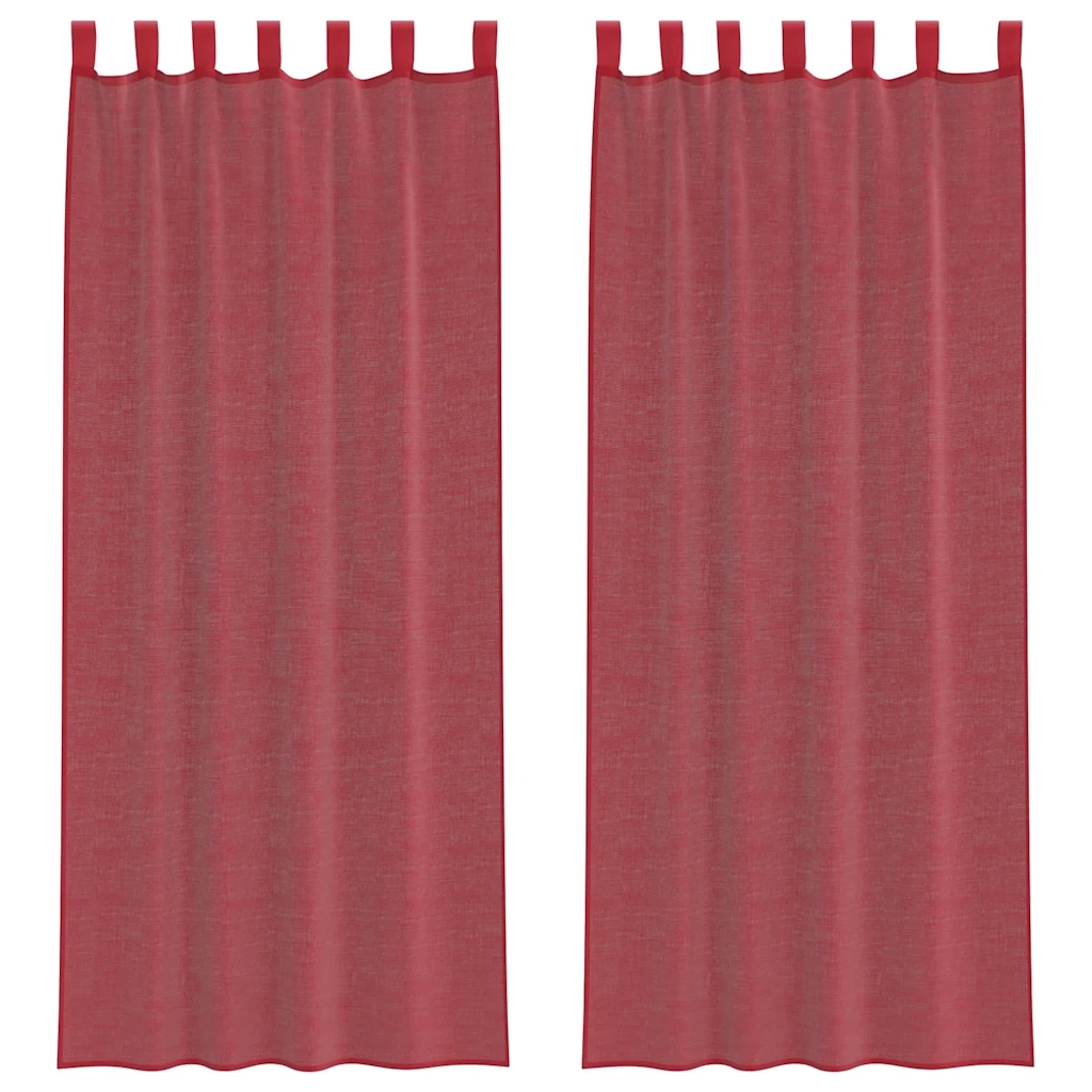 Tende in Voile con Passanti 2 pz Rosso Vino 140x260 cm