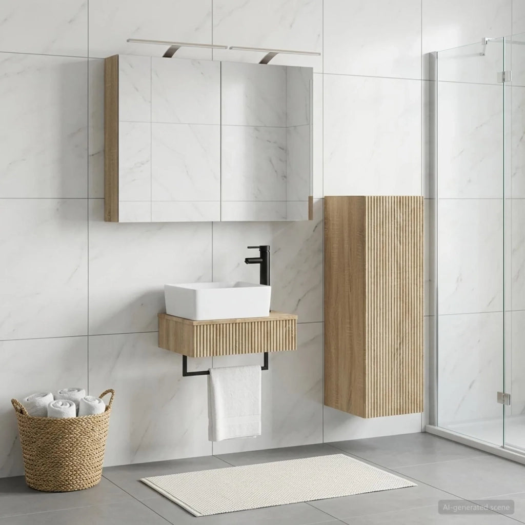Set di Armadi da Bagno 4 pz Rovere Sonoma Legno ingegnerizzato 3407385