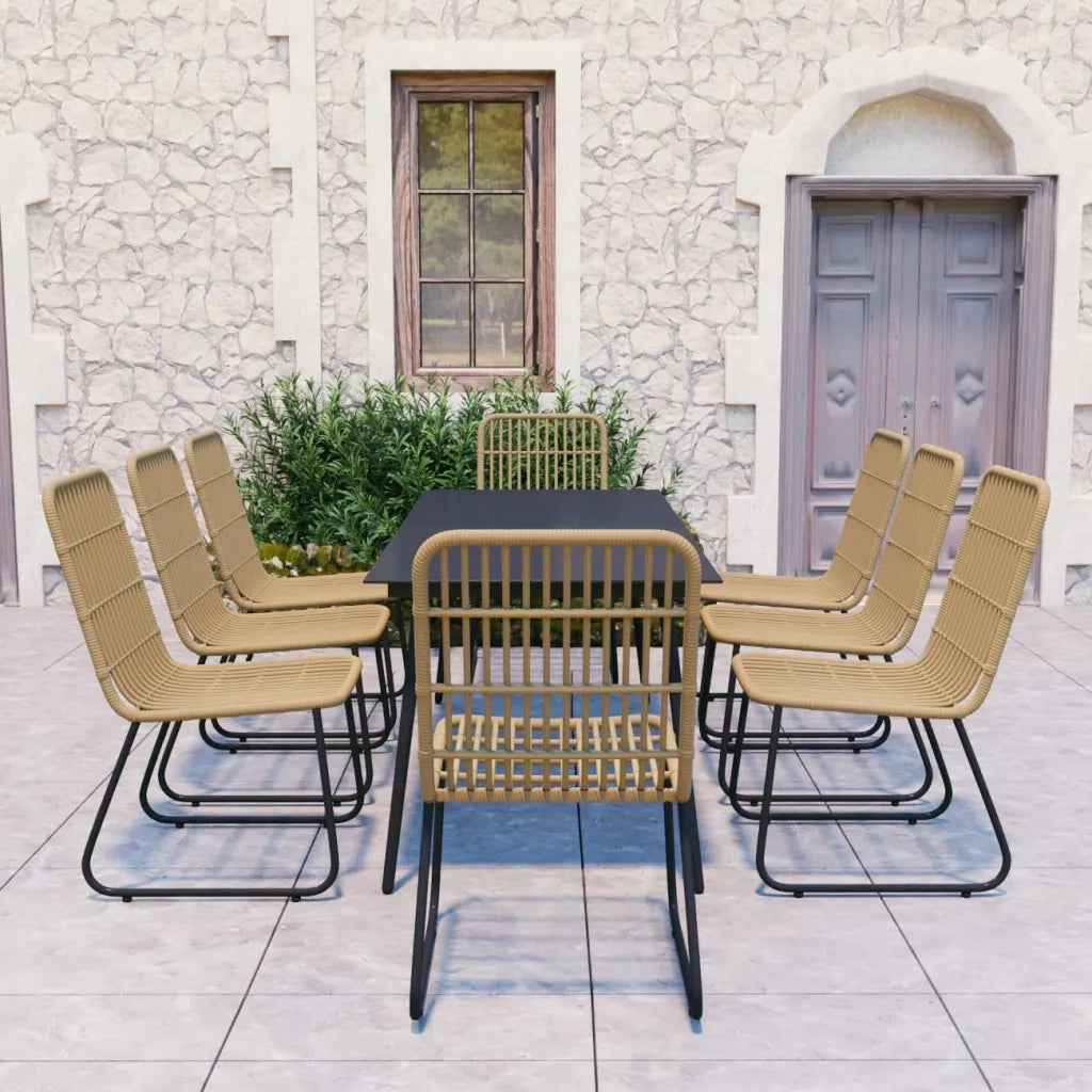 Set da Pranzo da Giardino 9 pz in Polyrattan e Vetro 3060236