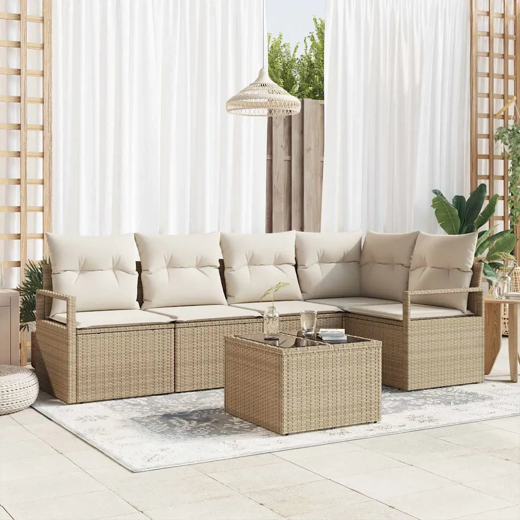 Set di divani 6 pcs Beige polyrattan