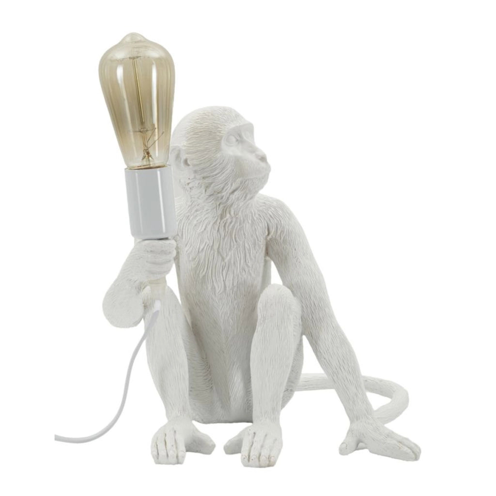 Lampada da Tavolo Scimmia, Bianco, Poliestere, 33x33x32 cm