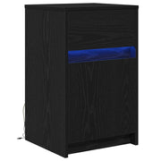 Armadio da letto | Comodino | Armadio da Notte | Mobiletto da notte LED con cassetto Rovere nero 38 x 34 x 61 cm