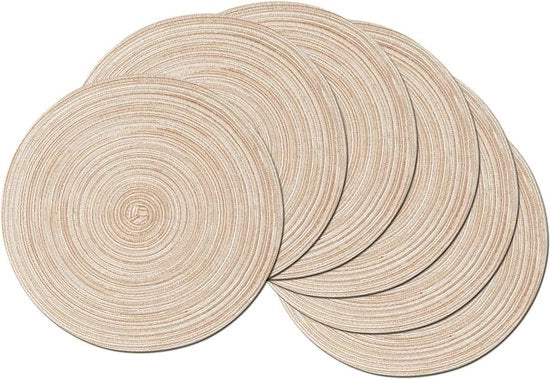 Set di 6 piatti di tovaglietta a maglia circolare in cotone manufatti per piatti da tavola lavabili con glitter per feste di vacanza, matrimoni