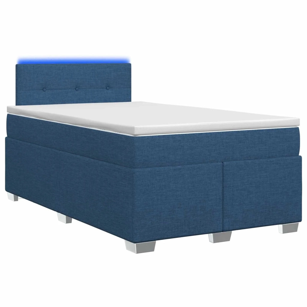 Letto con Box Spring, Materasso e LED Blu 120 x 190 cm Tessuto 3451902