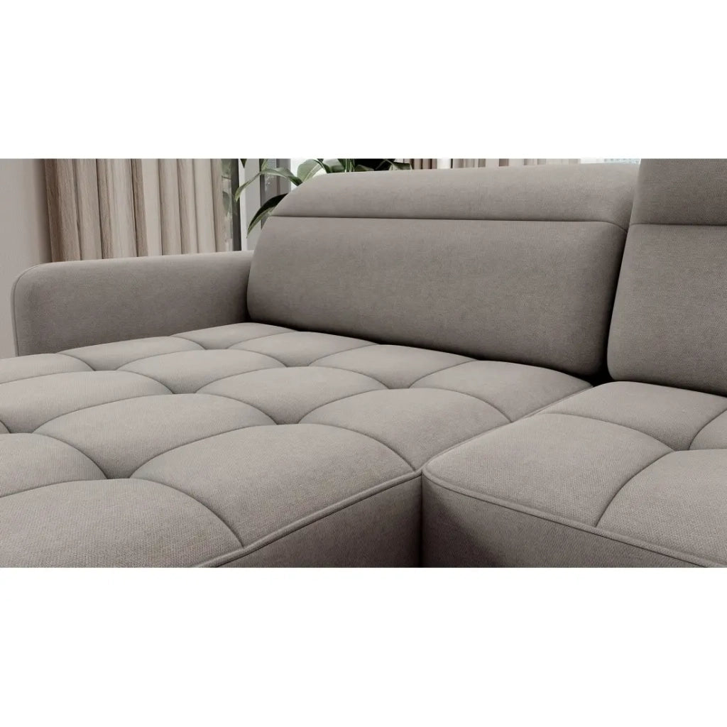 Divano ad angolo trasformabile BERTHO 306 cm grigio chiaro - Angolo sinistro con vano contenitore
