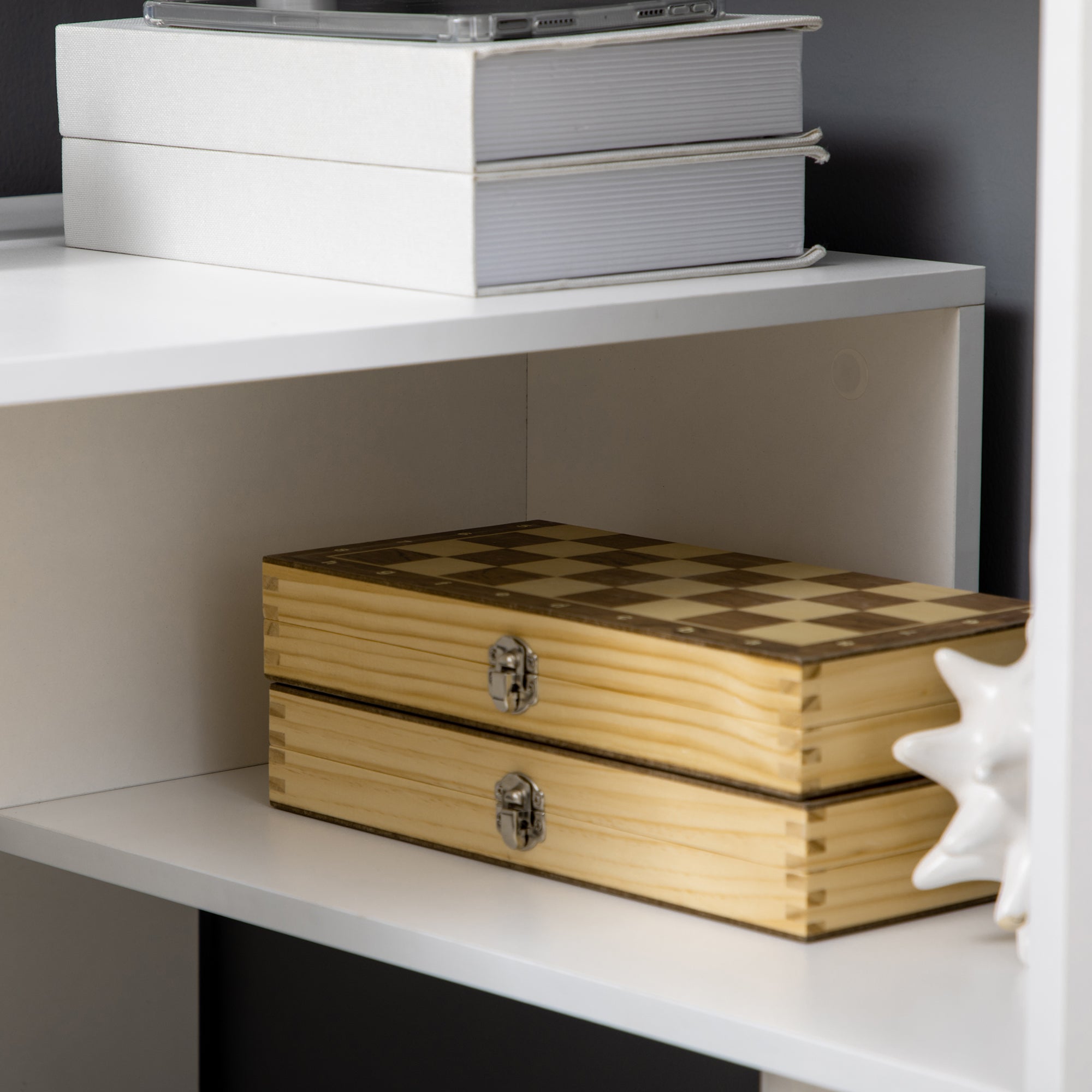 Scrivania Angolare da Ufficio 120x80x176 cm con Libreria in Truciolato Bianco