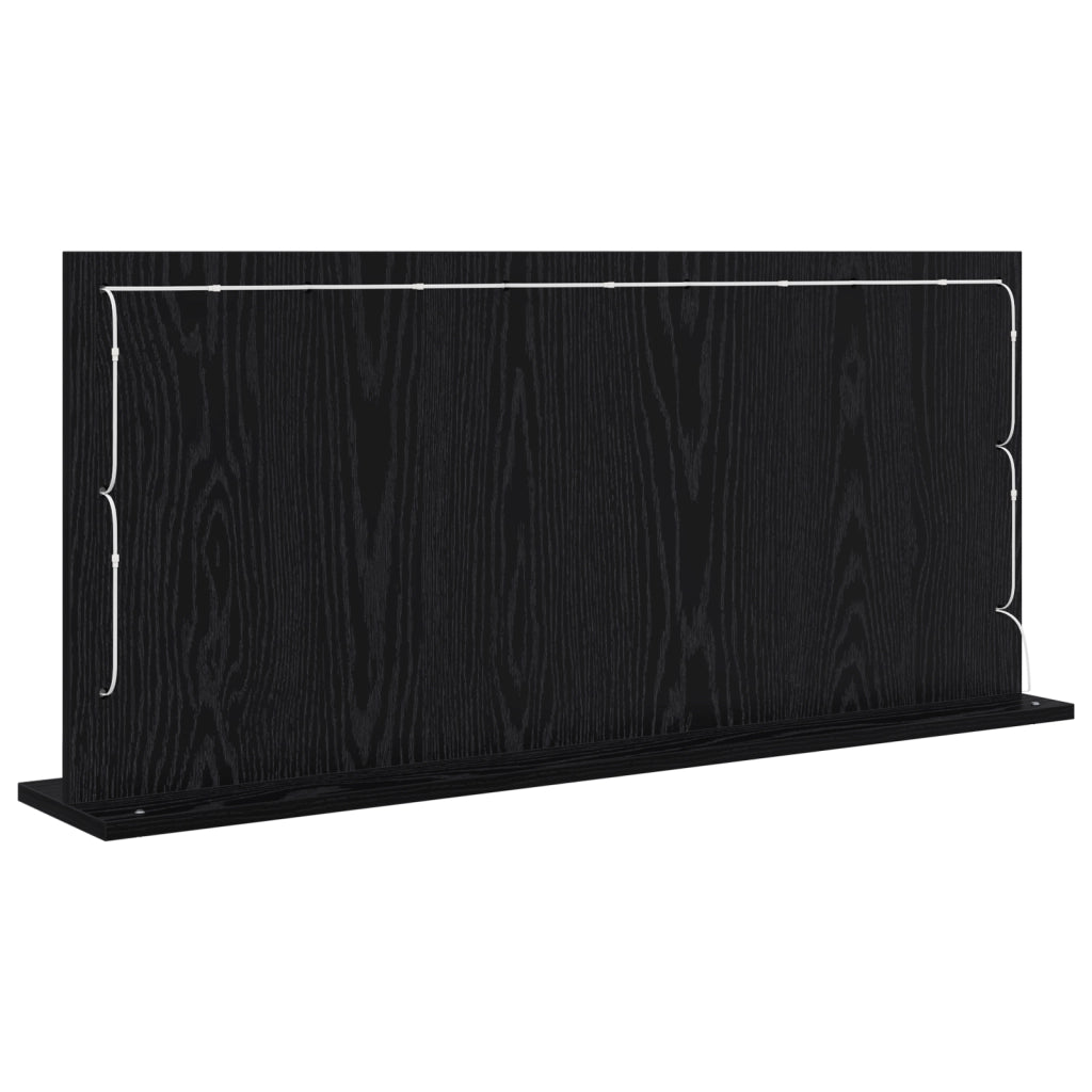 Specchio da toeletta con luci LED Rovere Nero 100x45x18 cm