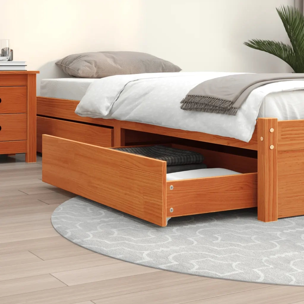 Cassetti per Letto 4 pz Marrone Cera in Legno Massello di Pino CFW2316800