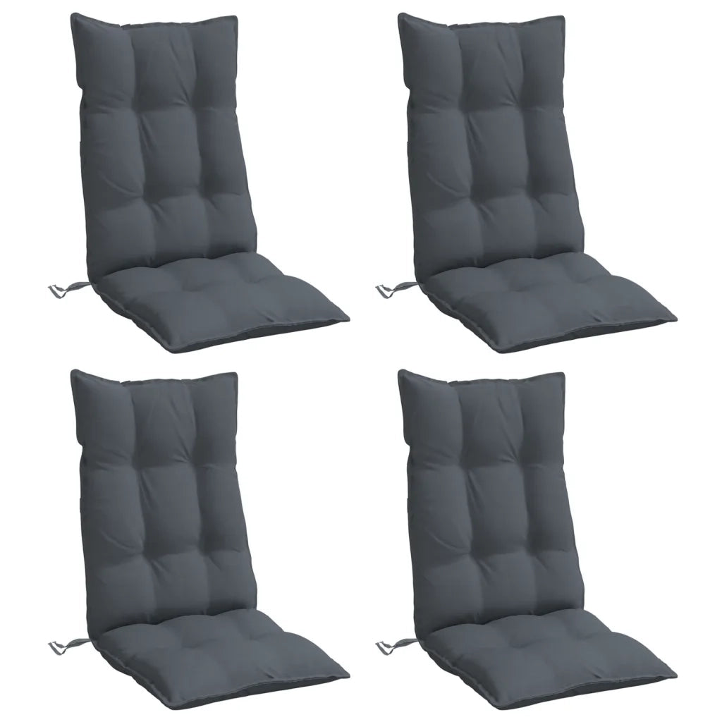 Cuscini per Sedia Schienale Alto 4 pz | Cuscini per sedie Antracite Tessuto Oxford