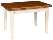 Biscottini Tavolo Country allungabile in legno massello di tiglio struttura bianca anticata piano noce Made in Italy