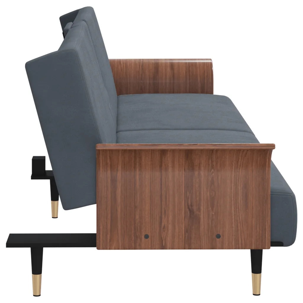 Divano letto | Sof¨¤ letto | Letto singolo con Portabicchieri in Velluto Grigio Scuro