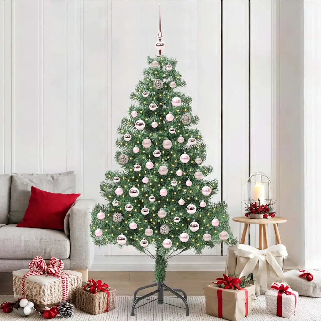 Albero di Natale | Decorazioni natalizie con 300 LED con supporto Verde 210 cm PVC