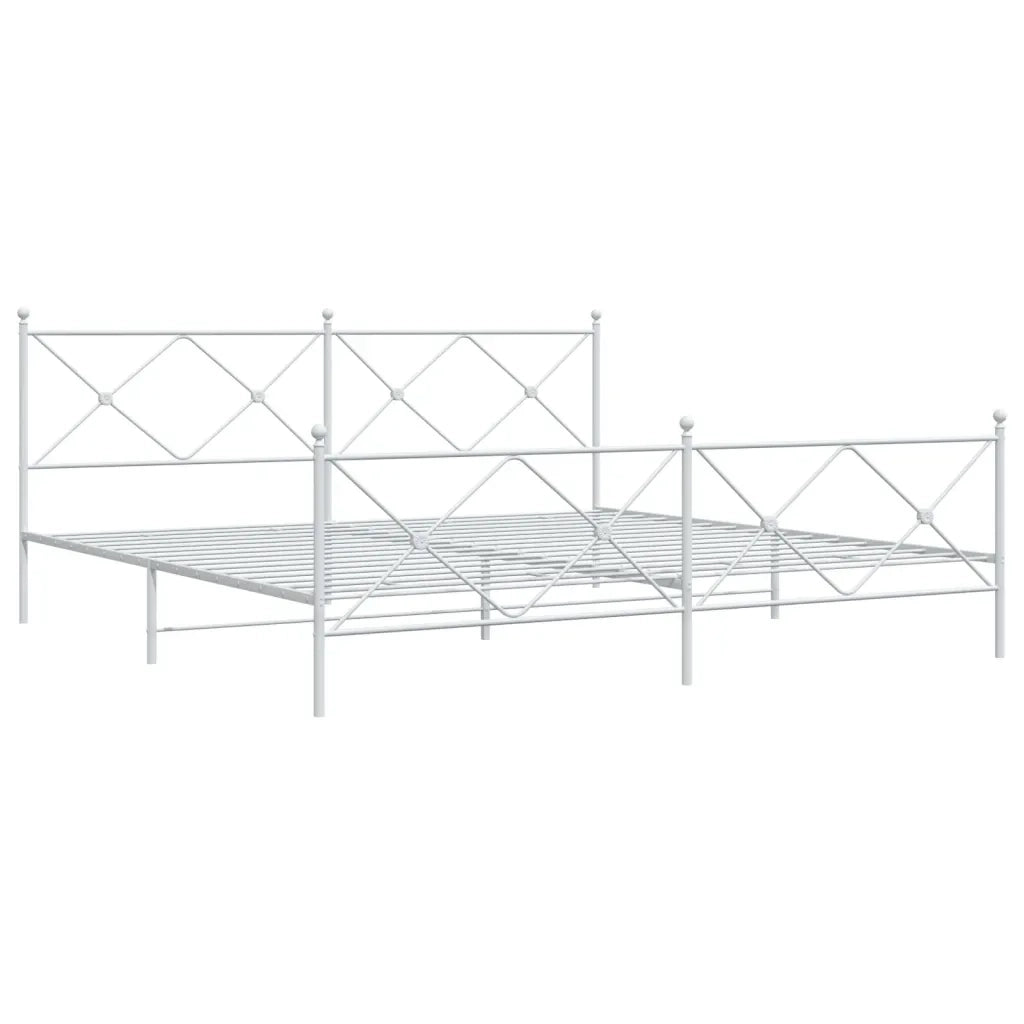 Giroletto con Testiera e Pediera Metallo Bianco 200x200 cm 376576