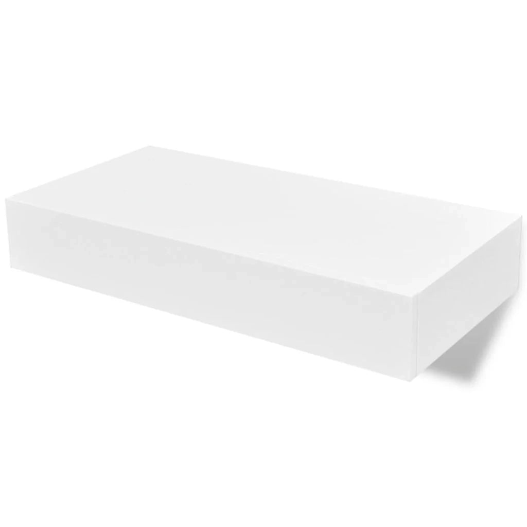 Mensola da parete di design con 1 cassetto MDF bianco porta libri 2702113/2