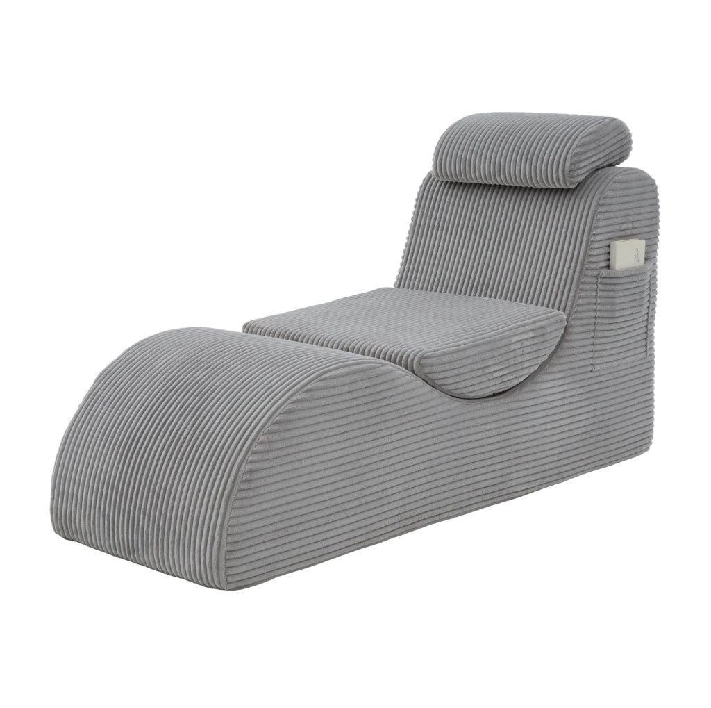 Poltrona relax ergonomica in velluto a coste grigio chiaro