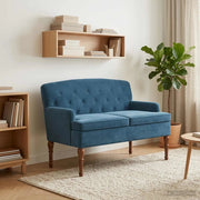 Loveseat con bottoni imbottiti Blu 111 x 65 x 79 cm Velluto 42041852