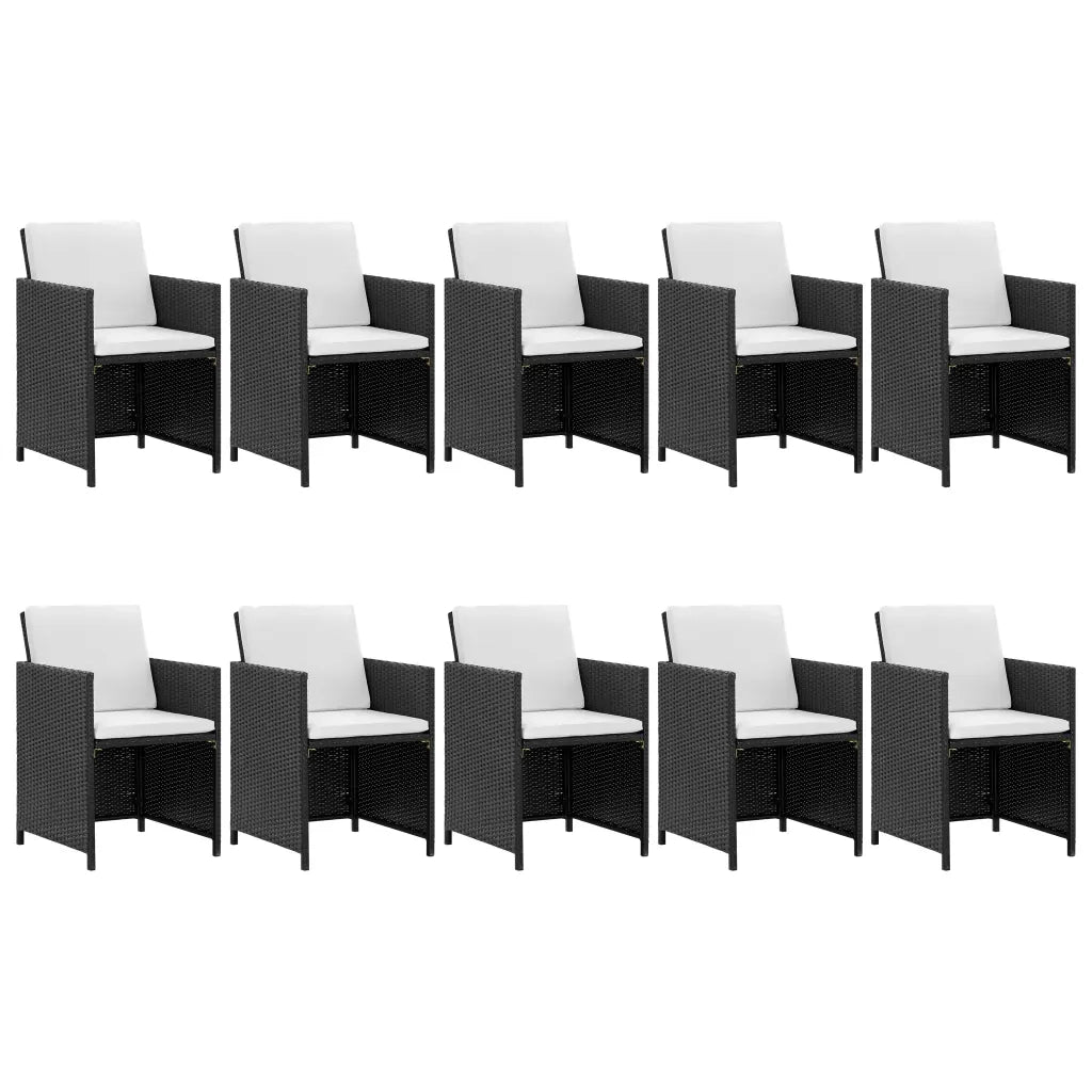 Set da Pranzo da Giardino 11 pz con Cuscini in Polyrattan Nero 42547