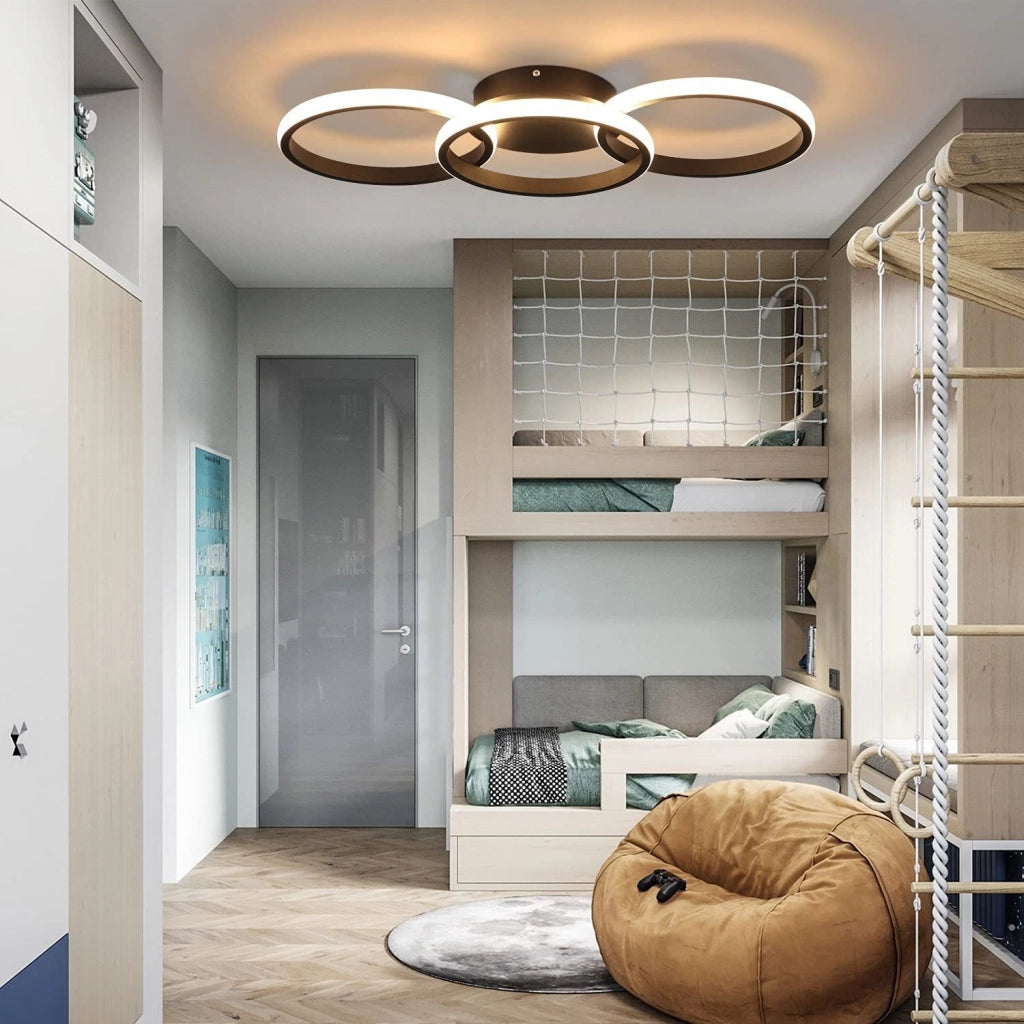 ZMH Lampada da soffitto plafoniera LED 3 anelli nera 3000K moderna per cucina soggiorno corridoio