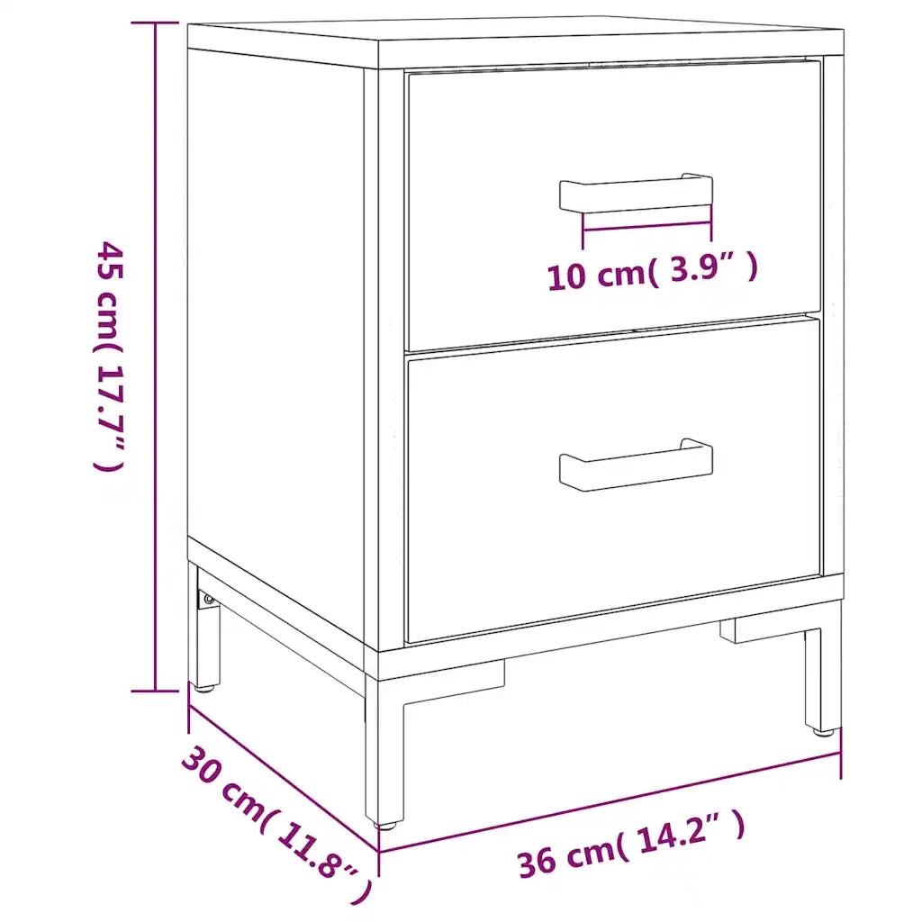 Comodino Marrone 36x30x45 cm in Legno Massello di Pino 349911