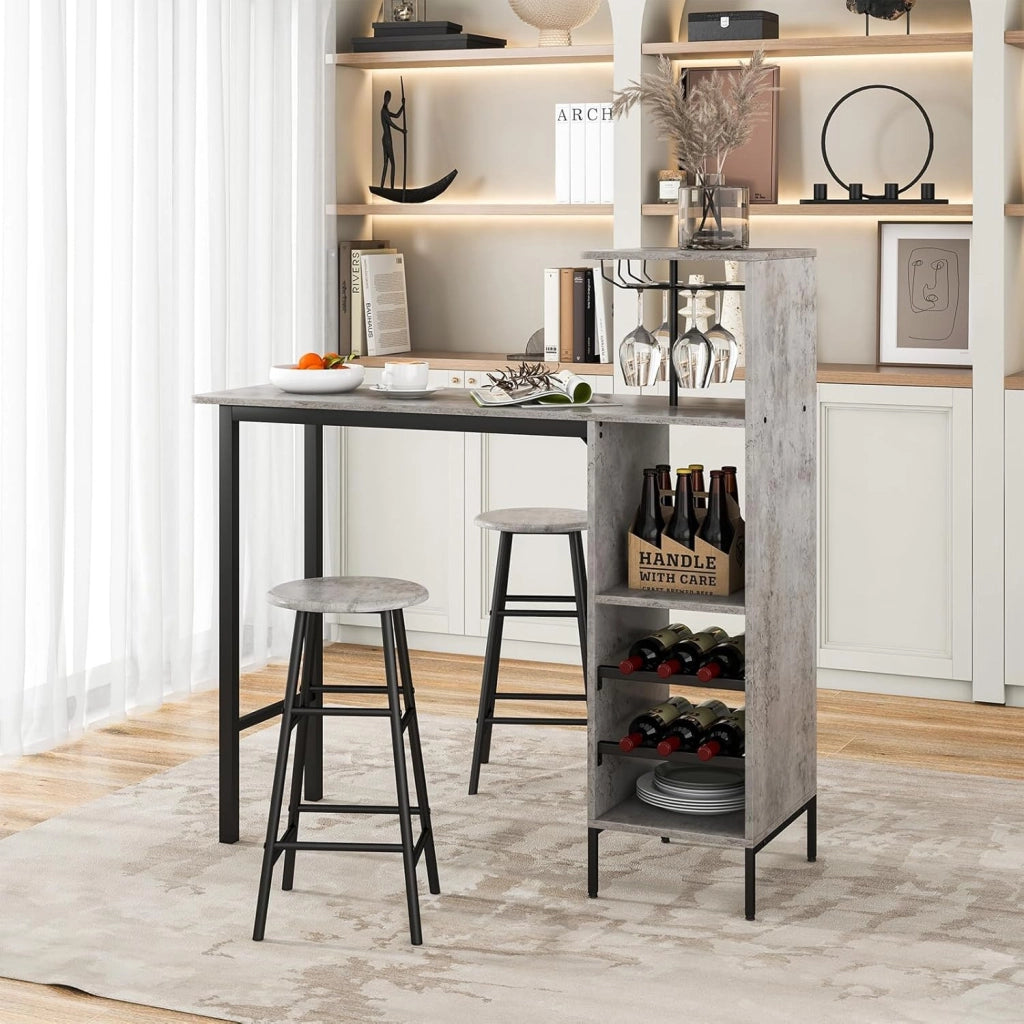Tavolo Alto con Sgabelli 3 pz Tavolino e Bancone Bar, Penisola Cucina con Sgabelli, Tavolo Bistro in Forma Quadrata 120x40x90 cm, 4 Colori (Caffe)