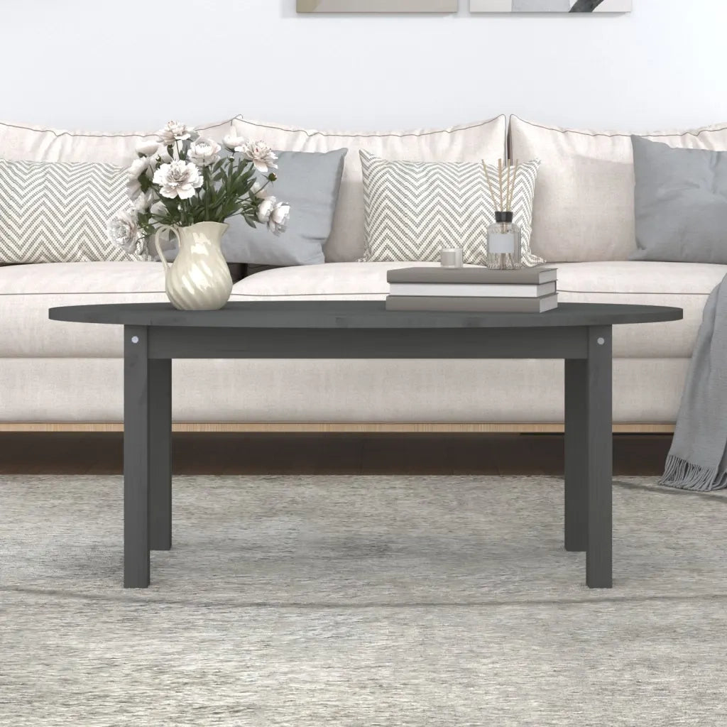 Tavolino da Salotto Grigio 110x55x45 cm Legno Massello di Pino 822344