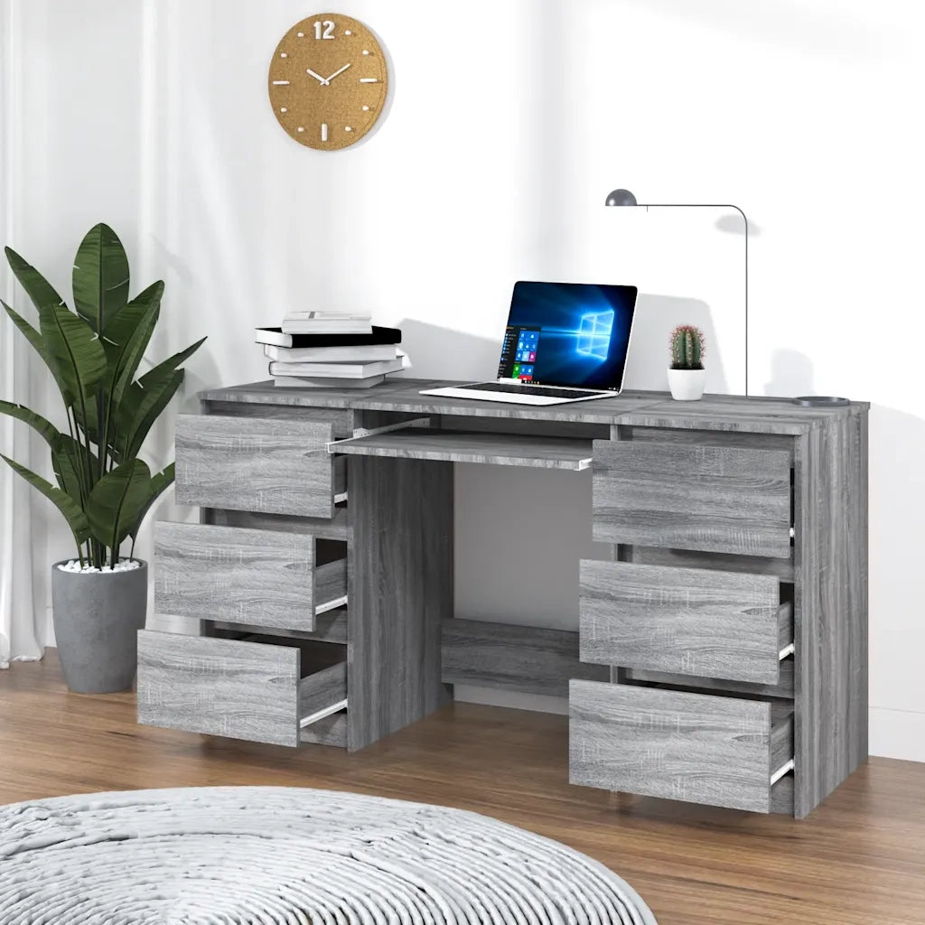 Scrivania | Tavolo da Ufficio Grigio Sonoma 140x50x77 cm in Legno Multistrato