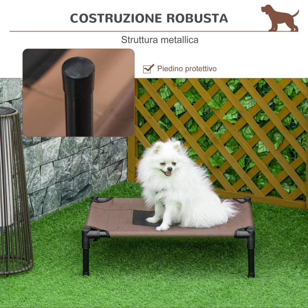 Lettino per Cani Rialzato ¨C Zephmum ¨C Acciaio e Tessuto, 61x46x18 cm, Nero e Caff¨¨