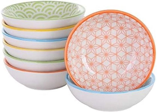 Set di piatti da snack con ciotola di dip 80ml in ceramica, piatto per sushi e soia (diametro 3.4in x altezza 1.1in)