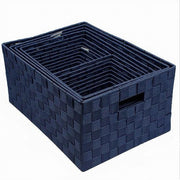 Trade Shop - Set 21 Pezzi Box Scatola In Tessuto Porta Oggetti Organizer Con Manici Blu 79088 -
