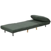 2-in-1 Poltrona Letto Ospiti, Poggiatesta Regolabile, Velluto a Coste, 82 cm x 89 cm x 83 cm, Verde