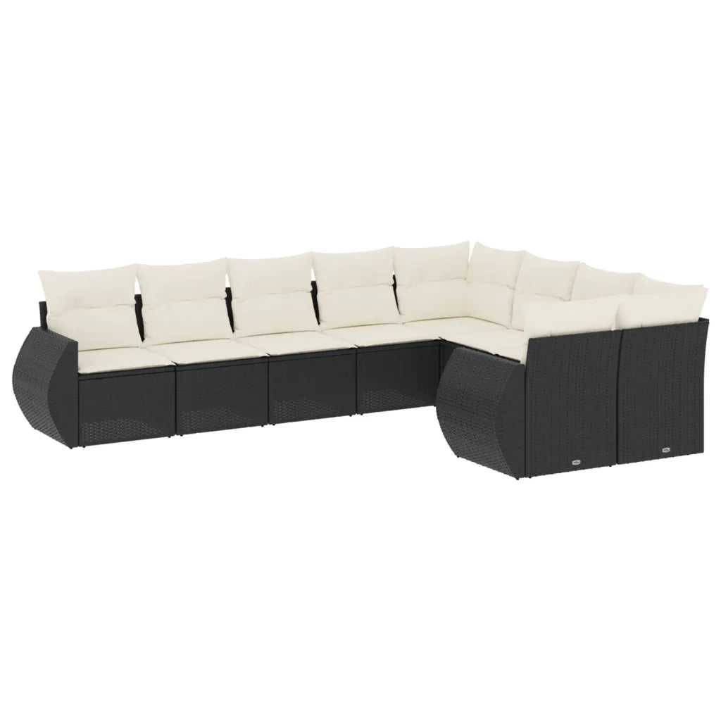 Set Divani da Giardino 9 pz con Cuscini Nero in Polyrattancod mxl 112734
