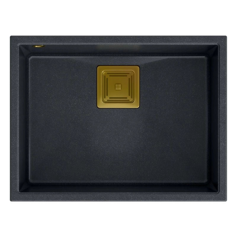 Lavello In Granito David 50 Black Metallic Tappo oro