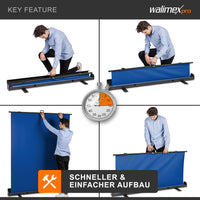 Fondale fotografico a rullo blu 155 x 200 cm, sfondo avvolgibile con supporto, sistema per studi fotografici, pannello ingualcibile per fotografia