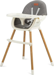Seduta alimentare 3-in-1 stabile con cinture regolabili sedile ergonomico con imbottitura di piuma pezzo di ingresso inclusivo giocattoli massima igiene piatto di servizio rimovibile colore grigio scuro-grigio