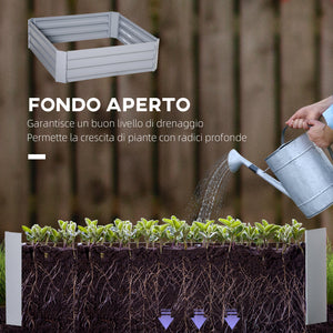 Set 2 Letti per Orto Rialzati 100x100x30 cm in Acciaio Grigio