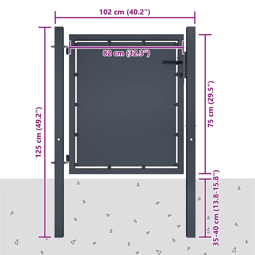 Cancello da Giardino in Acciaio 100x75 cm Antracite 144517