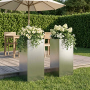 Vaso da giardino 2 pz Argento 20 x 20 x 40 cm Acciaio zincato 8005299