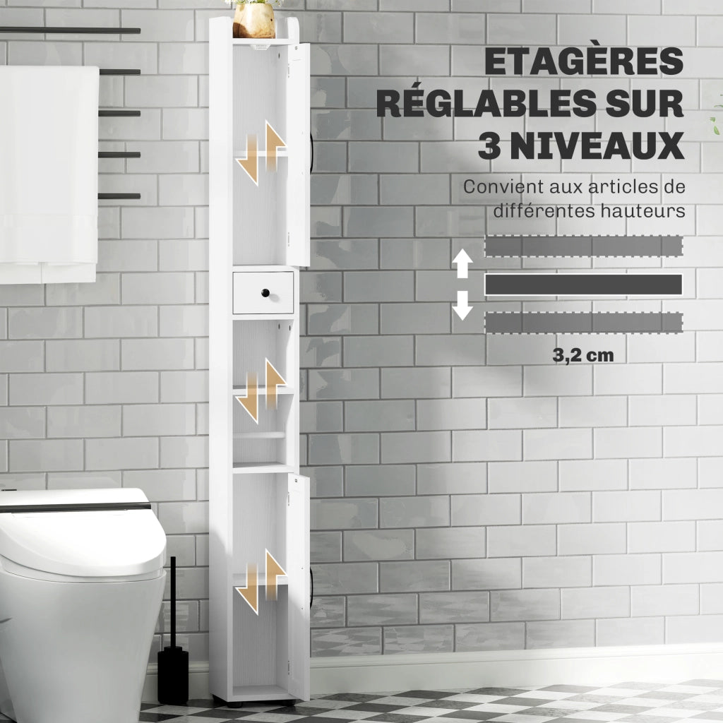 Armadio da bagno colonna ¨C zephmum ¨C bianco 20x20x185cm