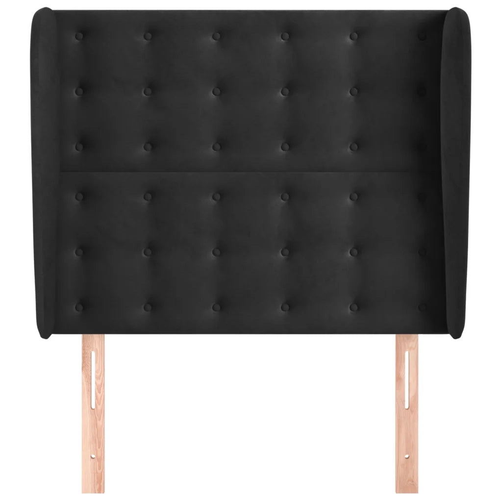 Testiera | Testata ad Orecchio Nera 93x23x118/128 cm in Velluto