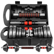 Trade Shop - Manubri Con Bilanciere Regolabile Totale Di 20 Kg Sollevamento Pesi Bodybuilding -