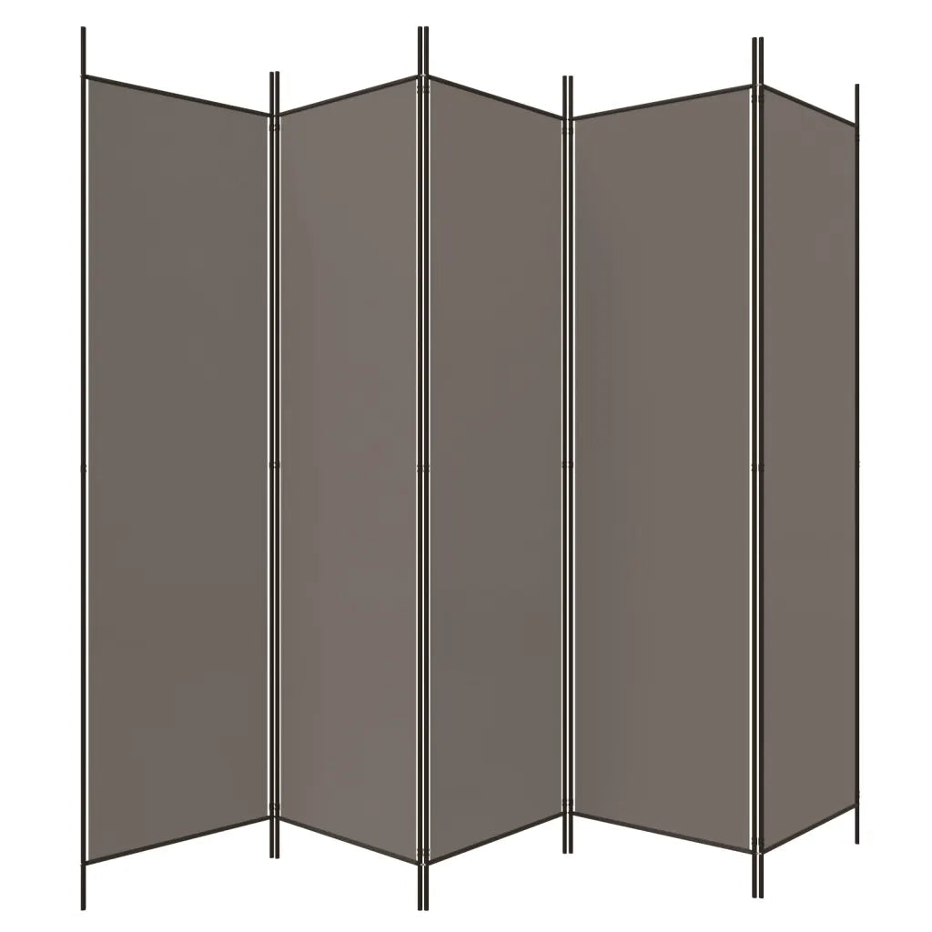 Divisorio a 5 Pannelli Antracite 250x200 cm Tessuto 350188