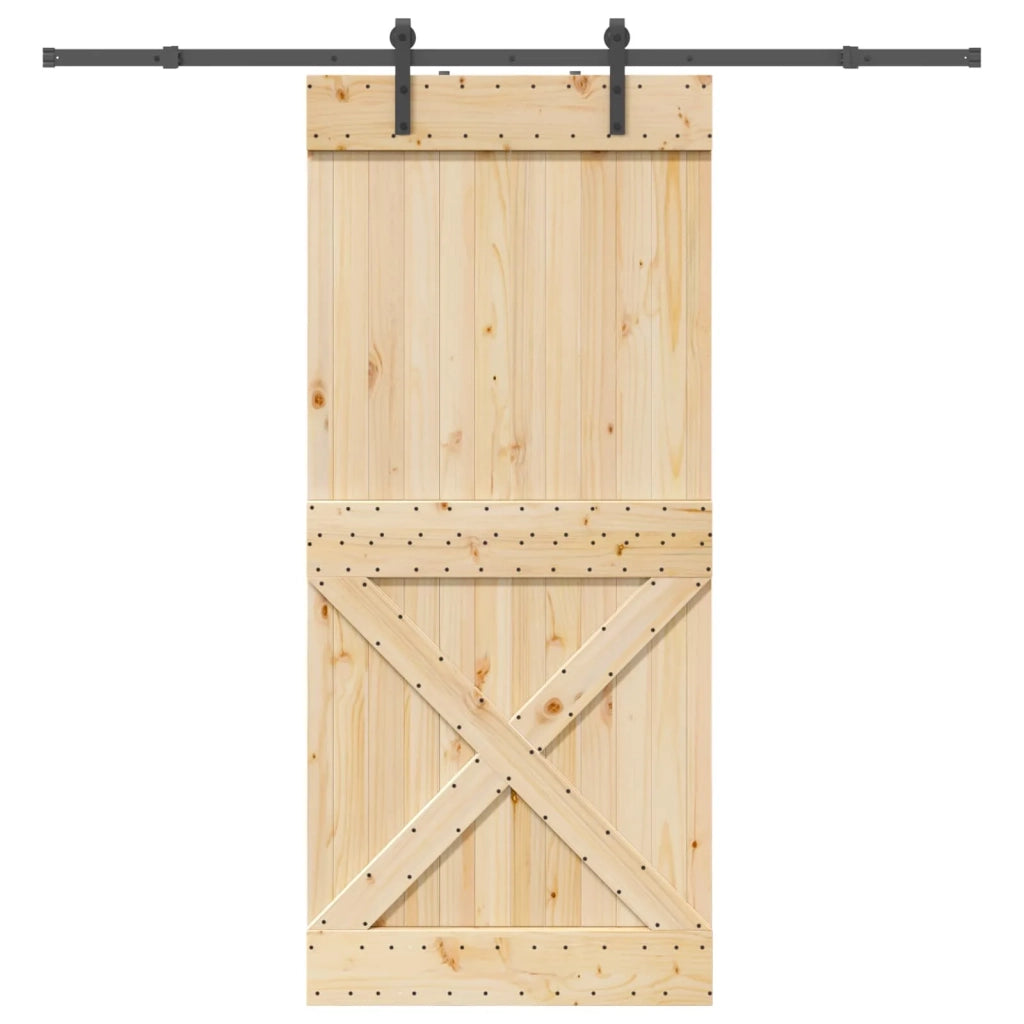 Porta scorrevole NARVIK Naturale e Nero 100 x 210 cm (213,5 cm)
