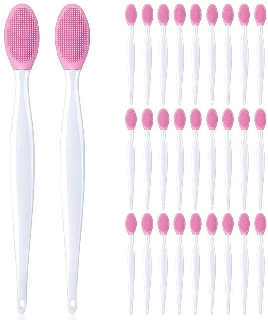 Pulizia Labbra 24 Unità - Spazzola a Doppia Faccia in Silicone - Risciacquo Esfoliante - Applicatore morbido - Stimolatore per il Miglioramento della Pelle - Scrub per Labbra