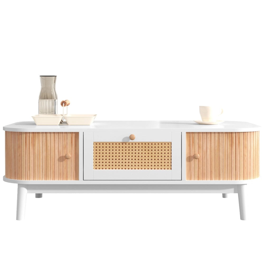 Tavolino da Caff¨¨ in Legno Massello con Cassetti e Ripiano ¨C MINIMAL ¨C Naturale
