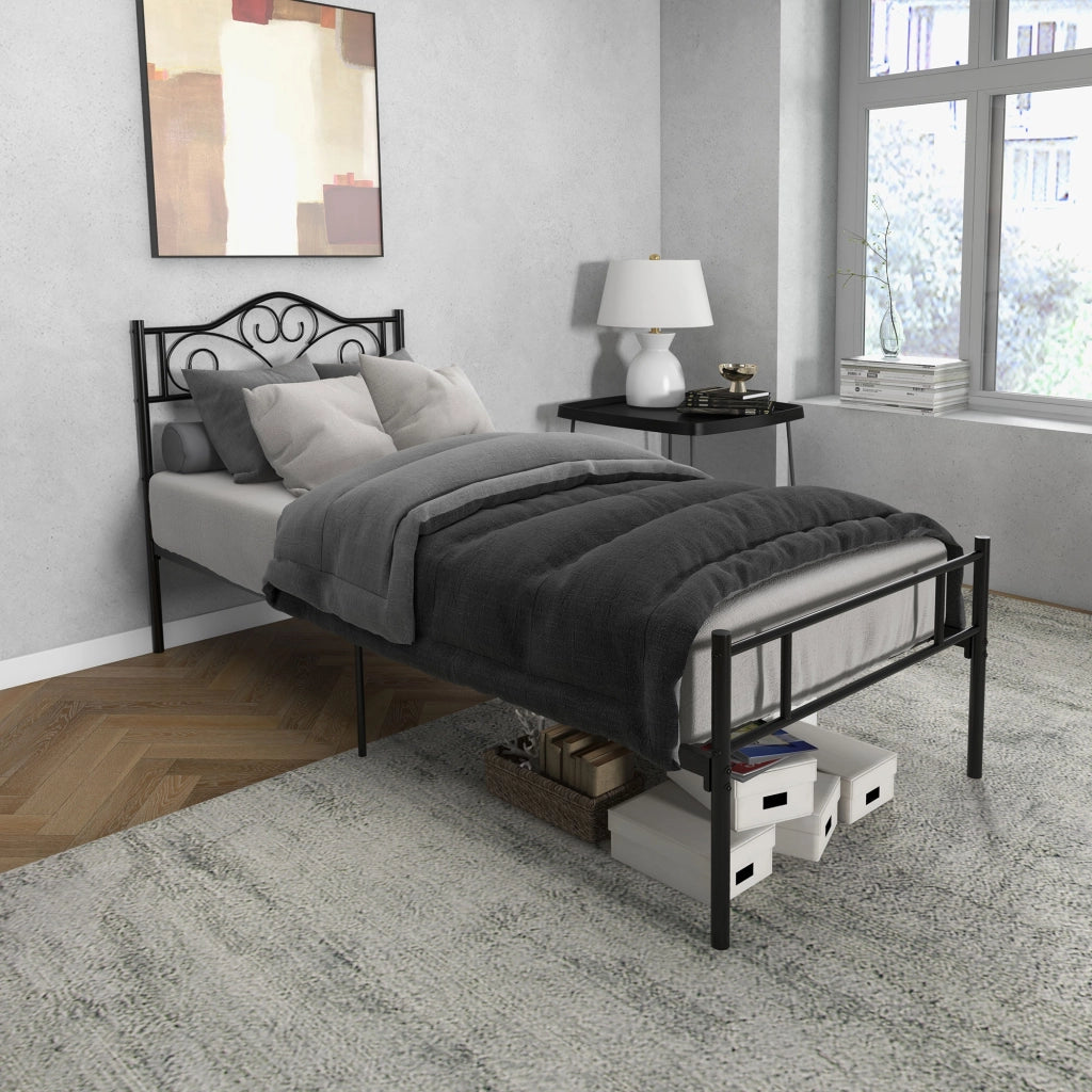 Letto in metallo con rete a doghe ¨C zephmum ¨C nero 90x200 cm