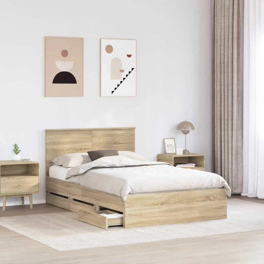 Struttura del letto con cassetto Rovere Sonoma 120 x 190 cm 3408000