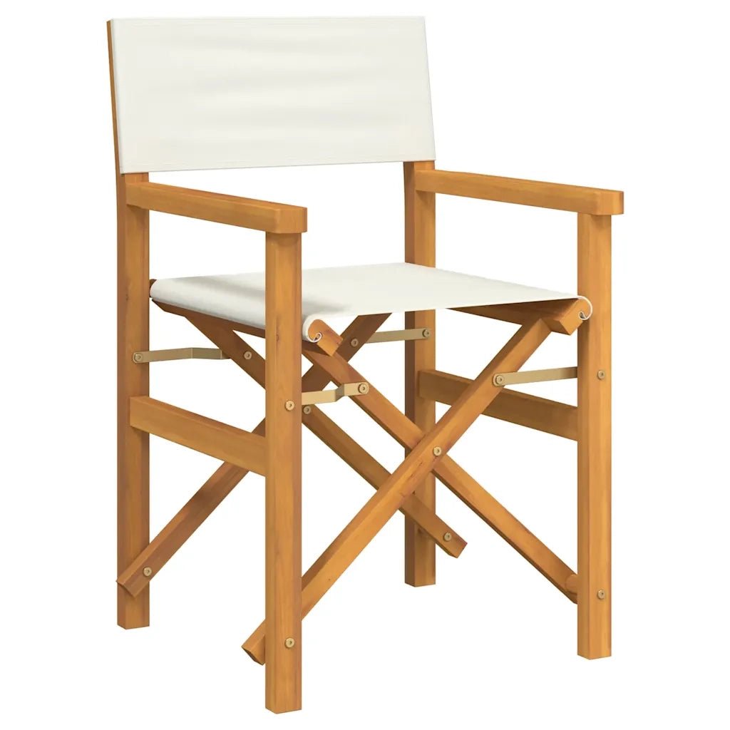 Sedia da Regista Pieghevole Crema in Legno Massello di Teak 4008507