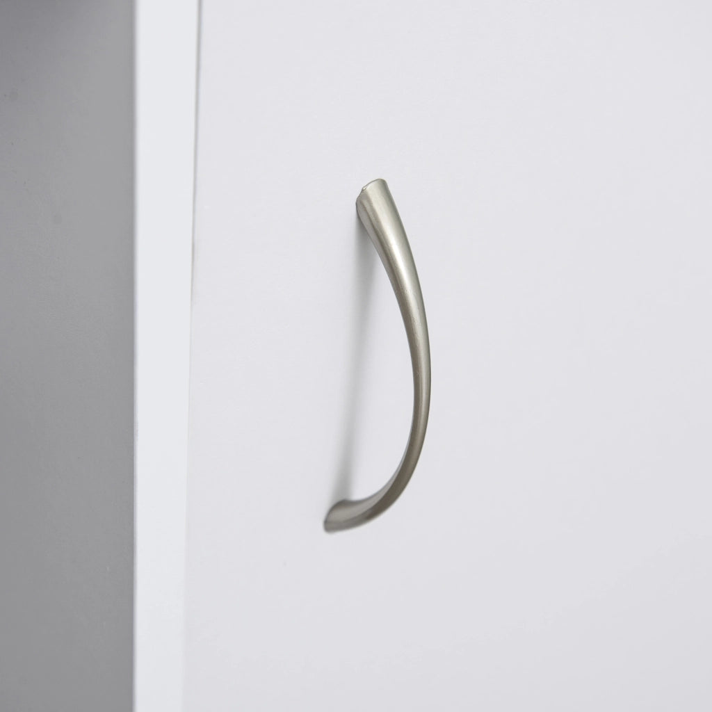 Scrivania Moderna per PC e Computer con 2 Cassetti e 1 Armadietto, Scrivania con Libreria Salvaspazio per Ufficio o Camera in Legno, Bianco