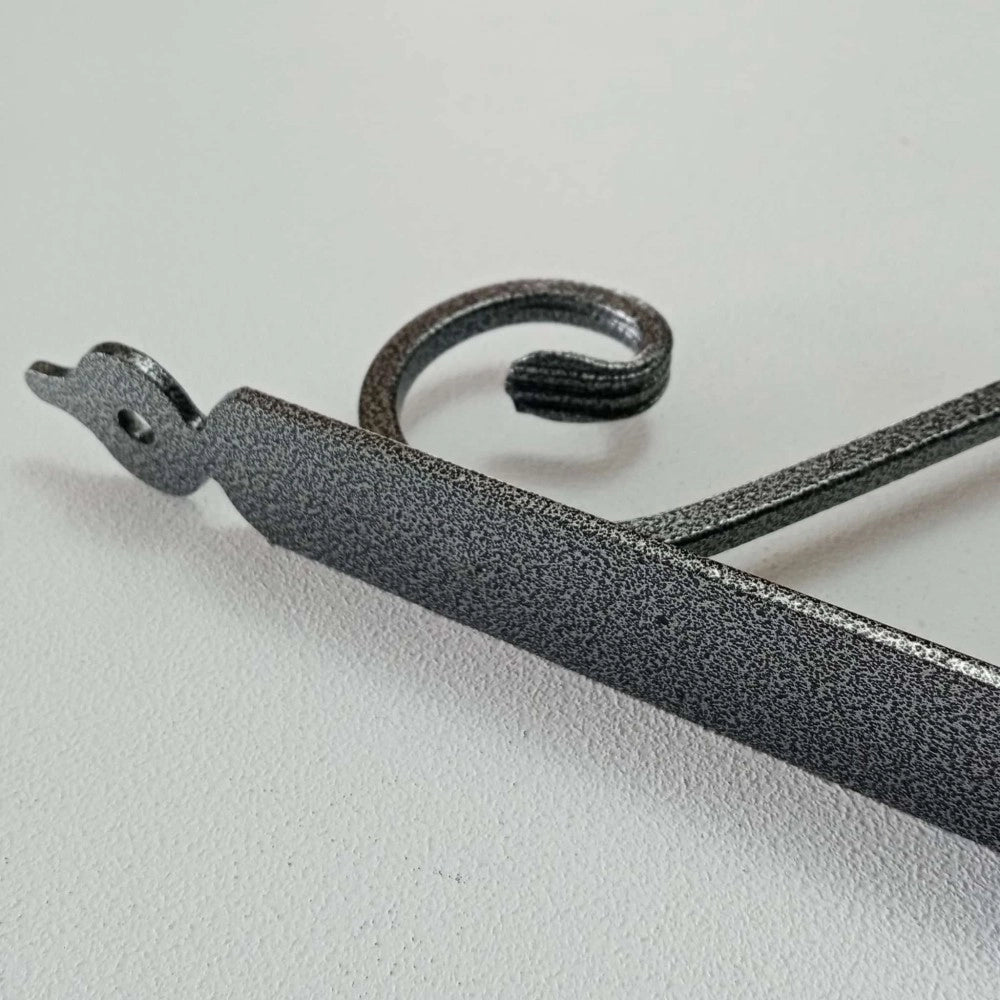 Reggimensola argento da 280x330mm staffa rustica anticata con saetta di rinforzo